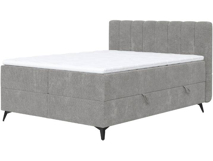Boxbett, Polyester, Beige (Taupe), 165×210 cm, Mit Bettkasten & 2 Taschen-Federkernmatratzen, Cotta