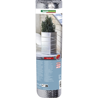 Winterschutzvlies WINDHAGER "Kälteschutzfolie für Topfpflanzen, Frostschutz und Kälteschutz", silber (silberfarben), B:50cm L:500cm, Kunststoff, Vliese, Luftpolsterfolie mit Aluminiumbeschichtung, 0,5x5 m, zuschneidbar