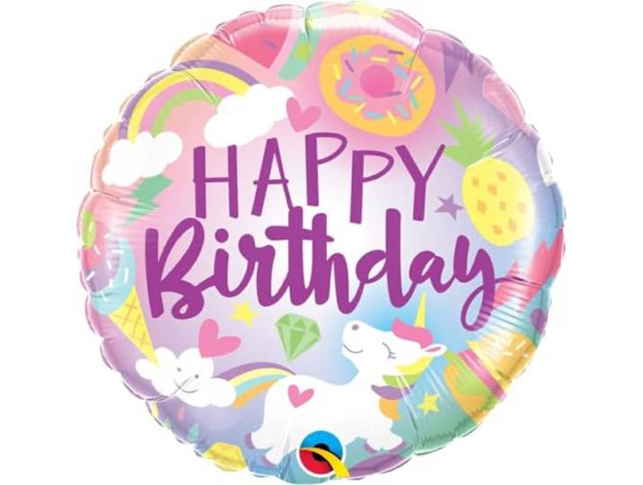 Folat - Folieballon 'Happy Birthday' Eenhoorn - 45cm