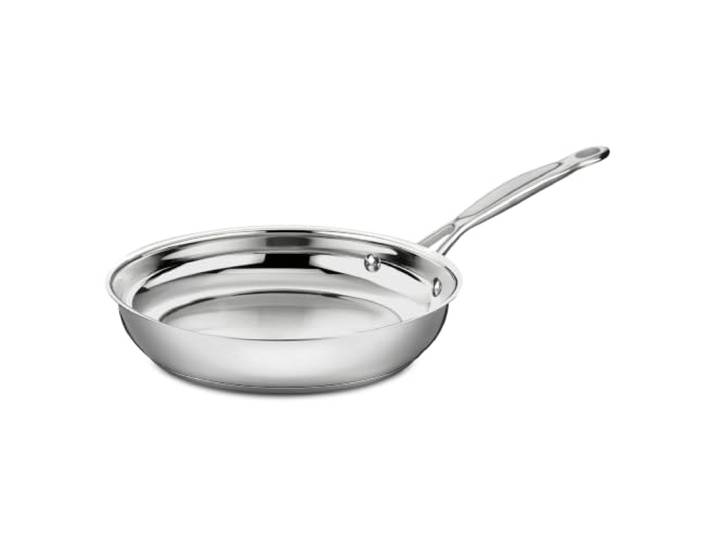 Cuisinart 722-24 Chef's-Classic-Cookware-Collection, 25,4 cm, Edelstahl Unbeschichtete Oberfläche mit einem Aluminium-Kapselboden für gleichmäßige Hitze, induktionssicher, 1 Stück, Edelstahl