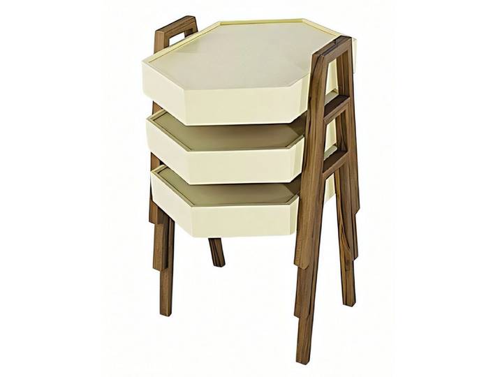 Xlmoebel Satztisch Couchtisch-Set aus Holz in Beige, modern und vielseitig einsetzbar (Set, 3er-Set), Made in Europa