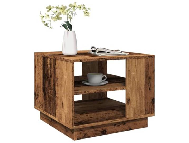 HEFZGDB Couchtisch Altholz-Optik 55x55x42 cm Holzwerkstoff mit reichlich Stauraum und Stabiler Tischplatte für Wohnzimmer