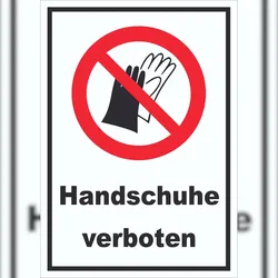 HB-Druck Handschuhe verboten Schild A5 Rückseite selbstklebend