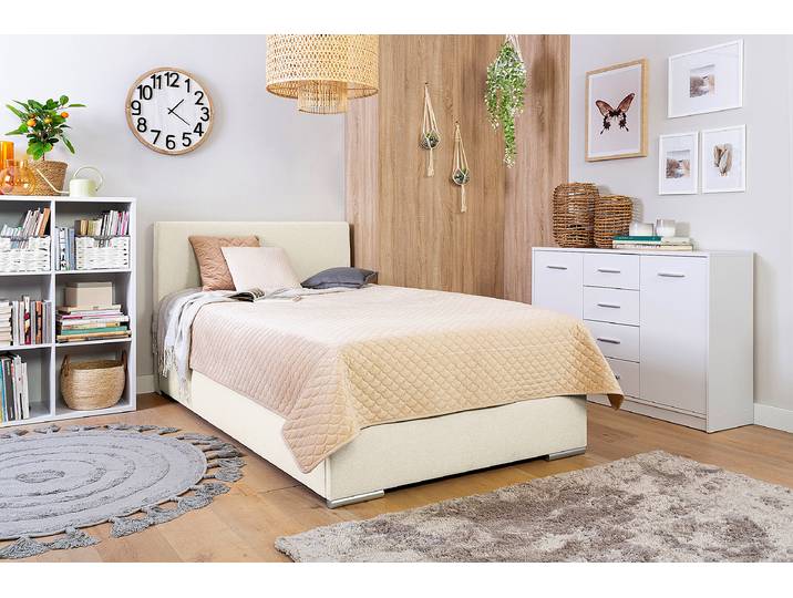 Boxspringbett Escaba 120 x 200cm Webstoff Neala Beige