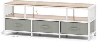 Costway TV Stand for TVs up to 65 Inches with Power Outlets USB Charging-Natural
