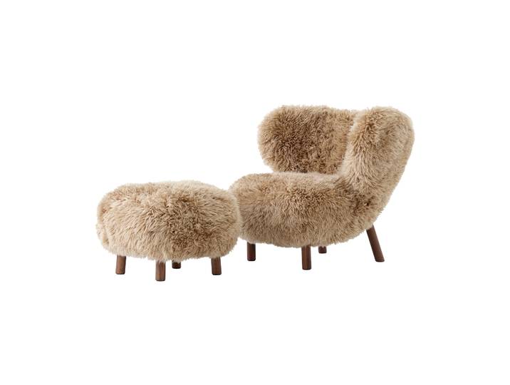 &Tradition Little Petra VB1 Fauteuil inkl. Fußhocker ATD1 Walnuss geölt-Sheepskin honey