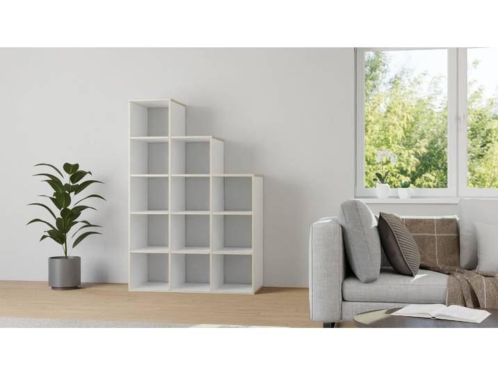 50 cm tiefes Stufenregal Multiplex Multiplex Weiß
