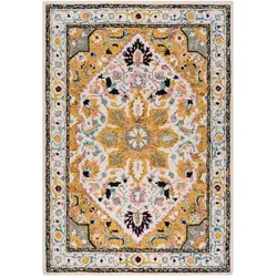 WOLLTEPPICH SOAR, klassisch-floral, Gelb-Grau, 160 x 230 cm