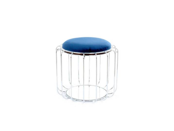Kayoom Beistelltisch, Silber, Dunkelblau, Metall, Kunststoff, Glas, 50x45x50 cm, Wohnzimmer, Wohnzimmertische, Beistelltische, Beistelltische Metall