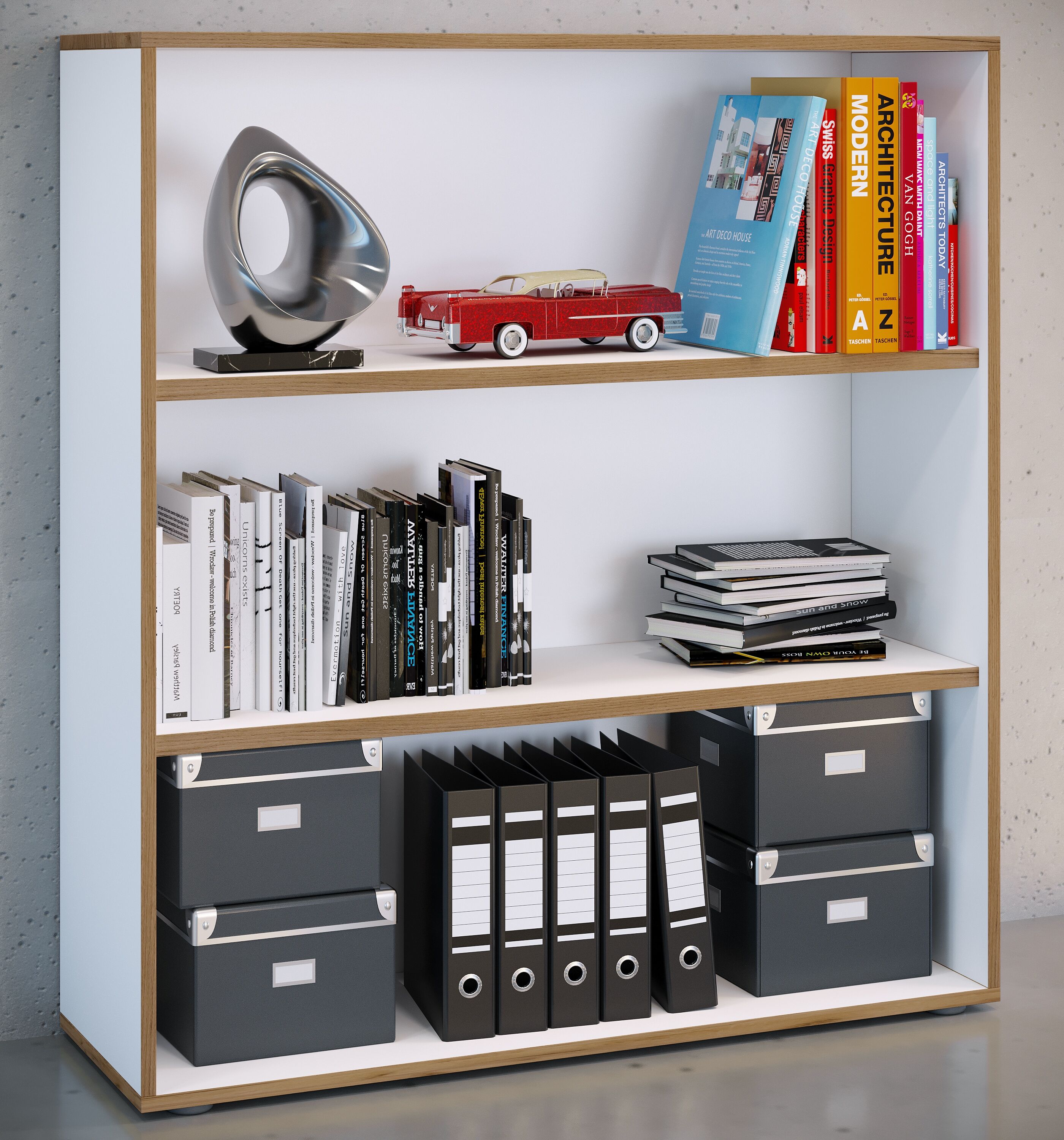 Bücherregal VCM "Holz Büro Regal Bücher Ordner Aktenregal Salia 3f", weiß, B:100cm T:33cm, Regale, Bücherregal