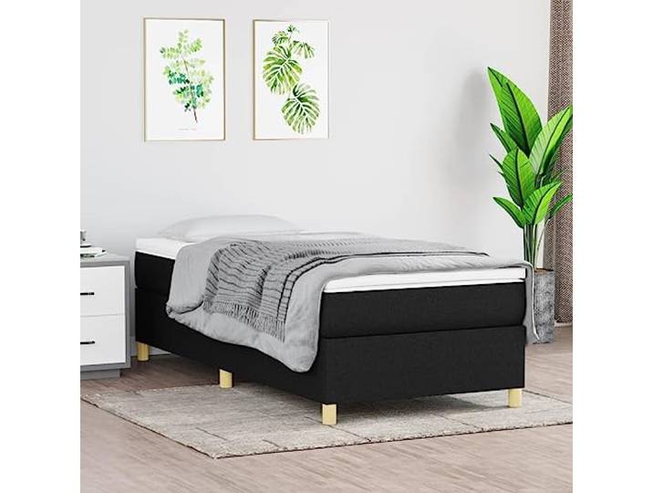 RJPLMFV Lattenrost und Matratze, Schwarz, 80 x 200 cm, Stoff Taschenfedern, mittlere Härte, Sperrholzlatten, weicher Matratzenschoner