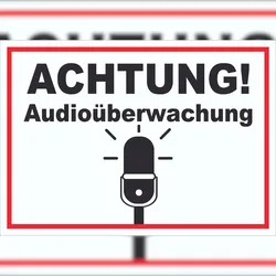 HB-Druck Achtung Audioüberwachung Schild A4 (210x297mm)