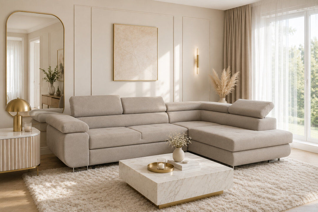 Wade Logan Flavius Corner Sofa Bed Taupe 90cm H X 280cm W X 202cm D