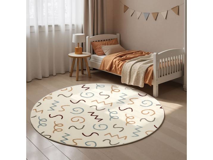 Kinderteppich HANSE HOME Fiete , beige (creme multifarben), H:10mm Ø:160cm, Polypropylen, Teppiche, Kinderteppich, Pflegeleicht, Weich, Kinderzimmer, Spielteppich, Spielunterlage