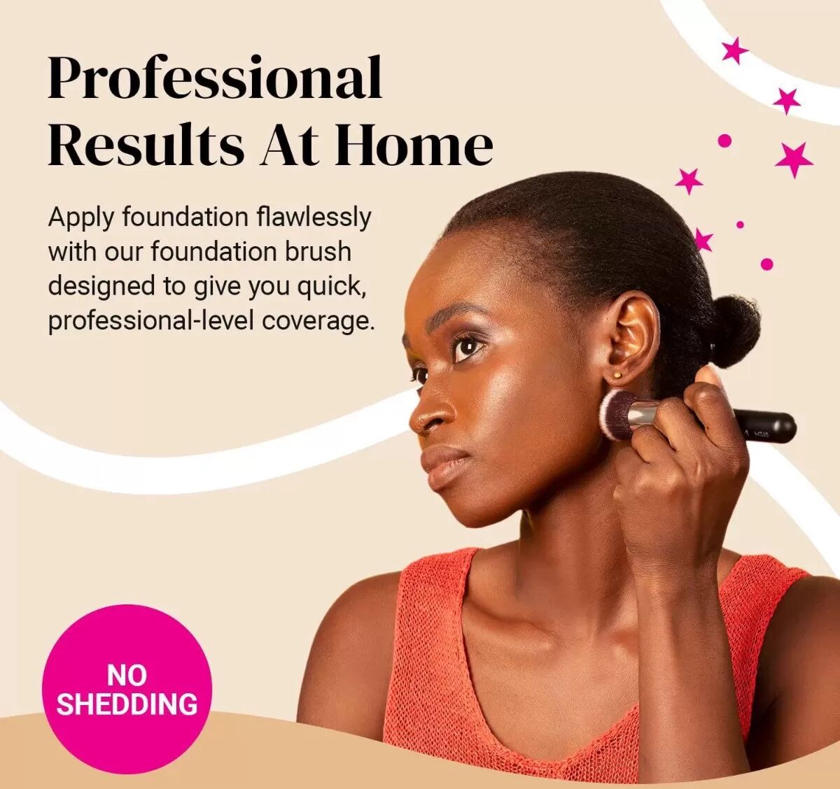 INF Flat-Top Foundation Brush – Soft Synthetic Bristles, Black ABS Handle für streifenfreie Make-up-Anwendung