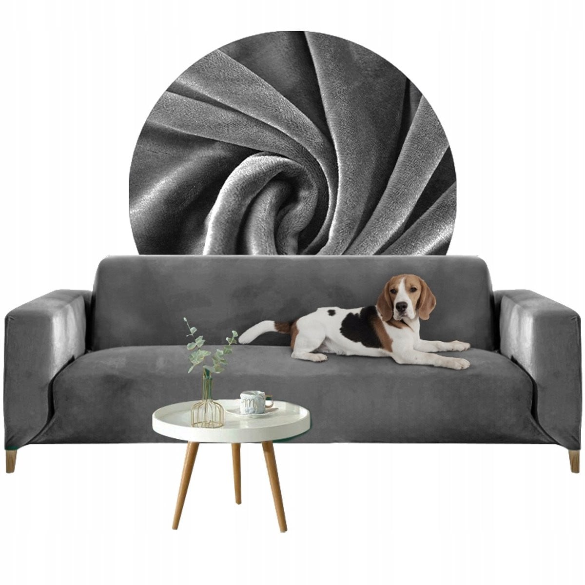 Grijze Velours Sofahoes voor 3-Zits Sofa (190-230cm)