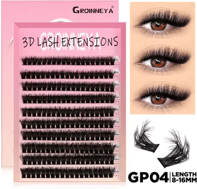 Uplift Curations Cluster Lash Extensions Set Mixed Tray Of Fluffy Volume Individual Lashes For DIY Cat Eye Look gp04 80p