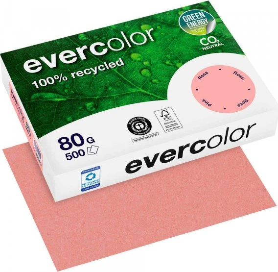 Clairefontaine Recyclingpapier Evercolor rosa DIN A4 80 g/qm 500 Blatt