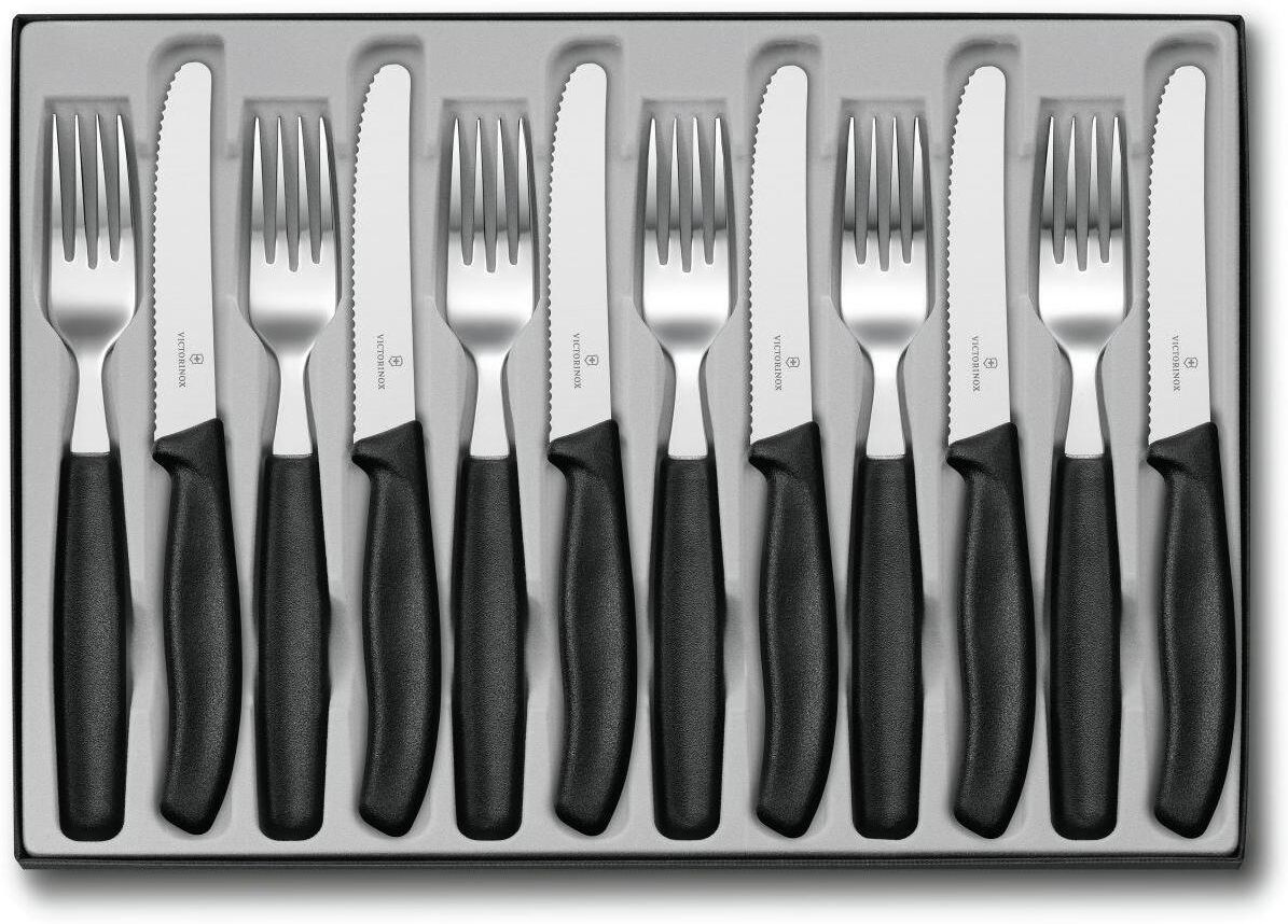 Besteck-Set VICTORINOX, schwarz, 12 Stk., Essbesteck-Sets, Besteck-Set schwarz 12 Stk.