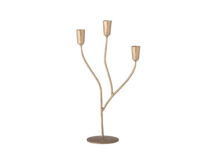 Kerzenhalter Kati – dreiflammiges Metall in Gold - Gold - Luxusbetten24