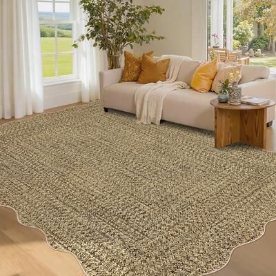 Garvee Scalloped Braided Printed Area Rug