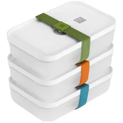 Zwilling 36801-322-0 Vakuum Lunchboxset Grösse L flach 6-teilig aus Kunststoff, Lunchbox, Transparent, Grau