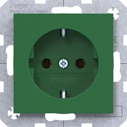 Hager Steckdose SCHUKO, Steckklemmen, A.x/C.x, grün glänzend