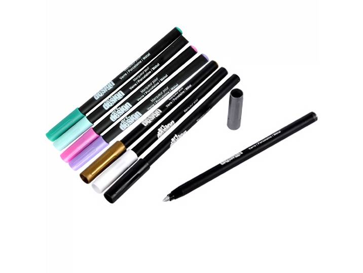 Marker für Glas/Keramik/Metall, 8Stk., in Metallic- und Pastellfarben