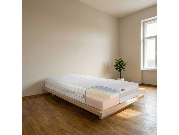 7- Zonen Visco-Gel-Kaltschaummatratze 80 x 200cm Webstoff Weiß