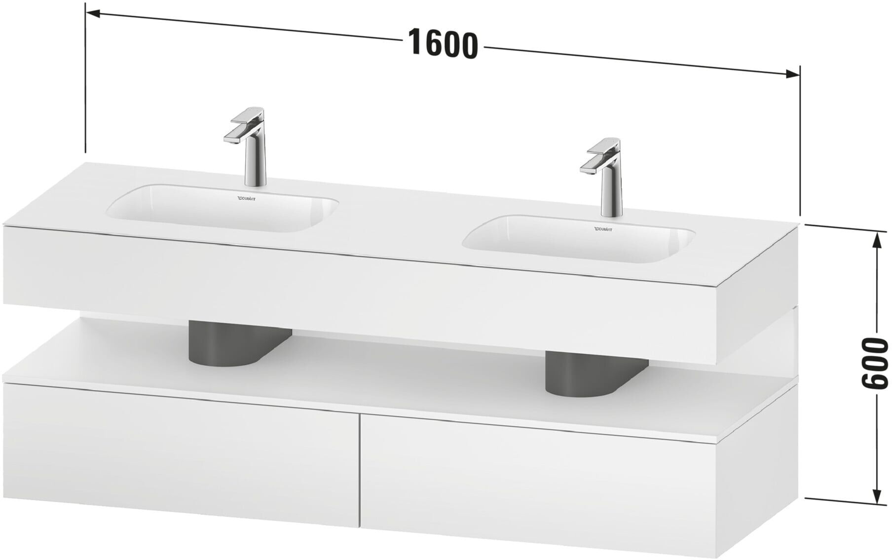 Duravit Einbauwaschtisch-Möbel-Set Qatego 160x55x60cm, Kon-WTU, Tau matt/weiß matt (QA4797083840000)