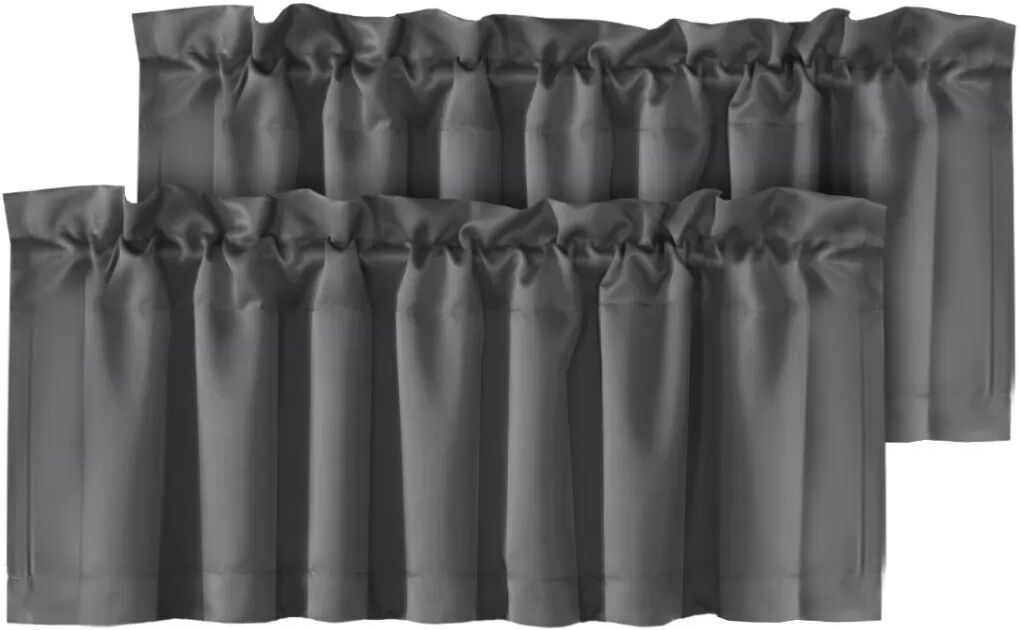 INF Verdunkelungsvorhänge 2er-Set - Kurze Polyester-Fenstervorhänge für Schlafzimmer, Wohnzimmer Dunkelgrau