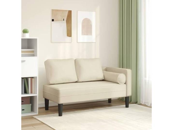 ZXQVLMRS Chaiselongue aus Kunstleder Creme, Recamiere mit Kissen für Entspannung, 116,5 x 62 x 57,5 cm Wohnzimmerliege, Pflegeleichte Liegebank
