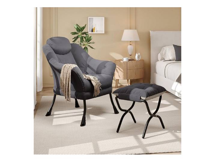 GarveeMore Ohrensessel mit klappbarem FußHocker,bequeme Lounge-Sessel, Relaxsessel für kleine Wohnungen,Wohnzimmer und Schlafzimmer
