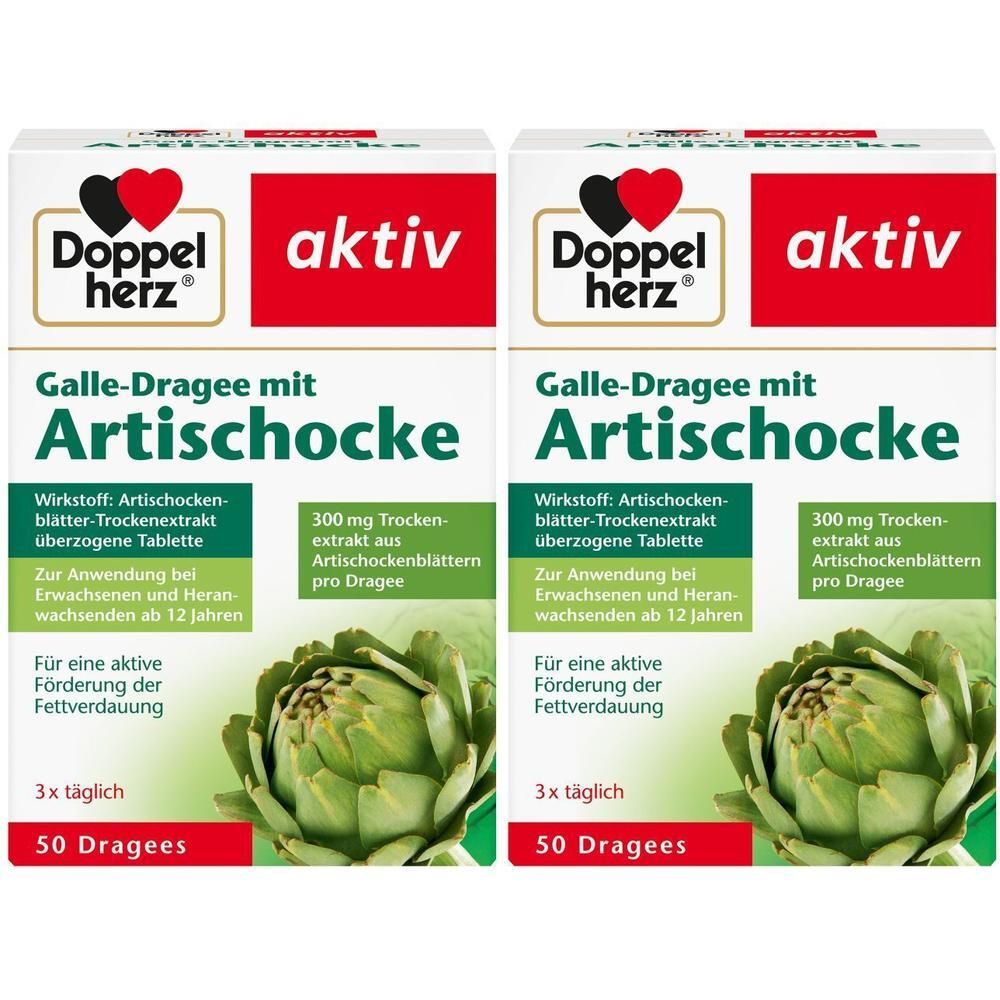 Doppelherz Galle-Dragee mit Artischocke 2x 2x50 St Überzogene Tabletten