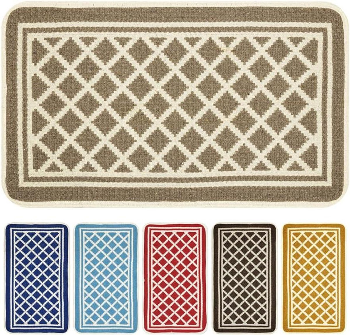 Modern Geometrisch Katoenen Vloerkleed - Rechthoekig - Hazelnoot - 80 x 50 cm