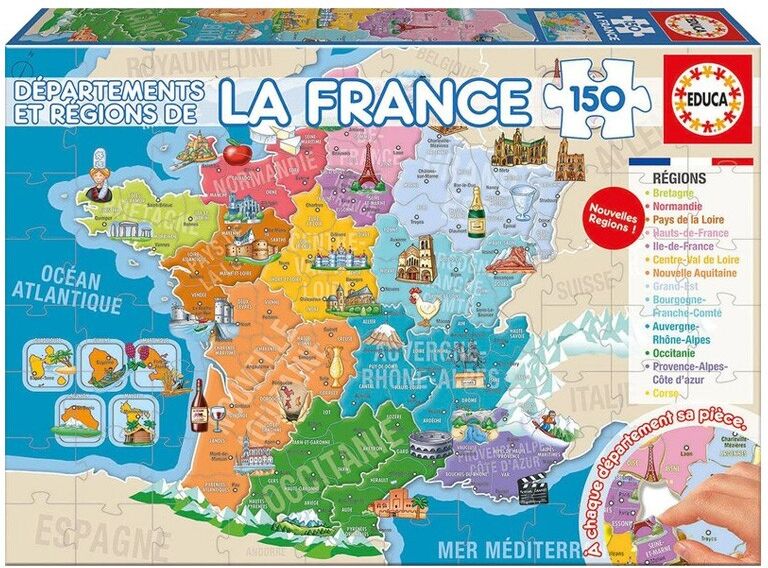 Puzzle 150 pcs Départements et Régions de La France - Educa