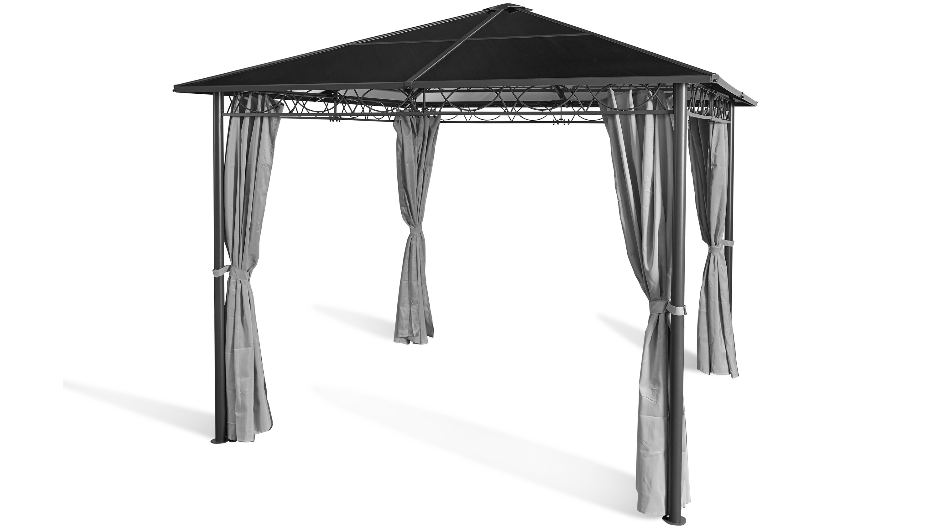 Grasekamp Hardtop Pavillon Meran 3x3m mit Seitenteile Doppelstegplatten Hohlkammer Polycarbonat