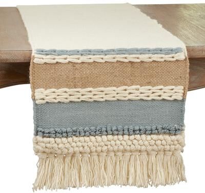Saro Lifestyle "Textured Table Runner With Boho Design - 16""x72"""