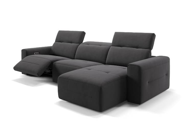 Stoff Ecksofa CANNES Relaxfunktion Wohnlandschaft Elektrisches Sofa