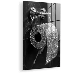 ACRYLGLASBILD WC - Toilettenpapier - Schwarz und weiß - Glitter Wandbild 60x90 cm
