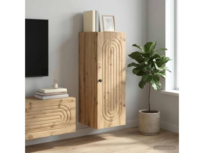Wandschrank Holzwerkstoff Artisan-Eiche 33x34,5x90 cm mit Pendeltüren Vintage-Design, wandmontiert, platzsparend, Pendeltüren, viel Stauraum, langlebiger Holzwerkstoff
