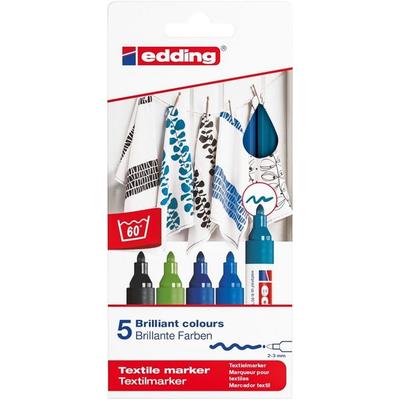 edding 4500 Textilmarker, 2-3mm, 5er Set kalte Farben