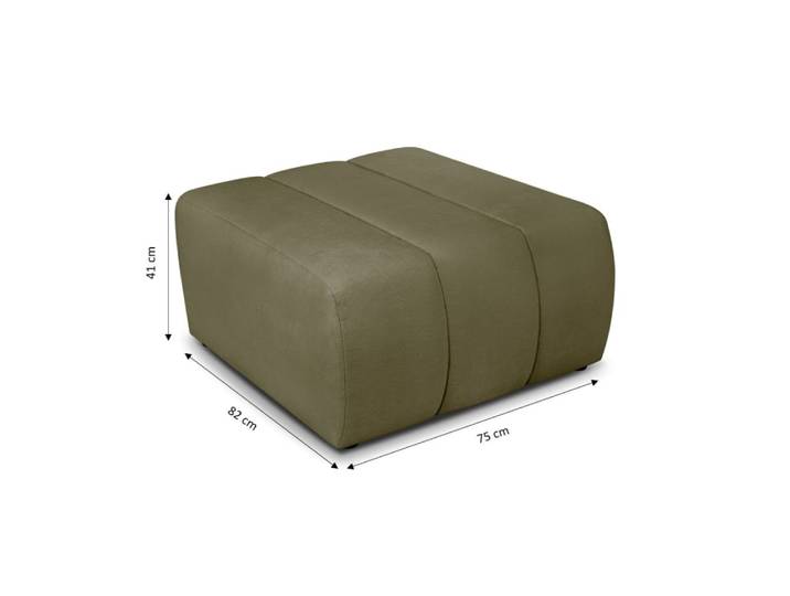 Pouf carré en tissu vert kaki