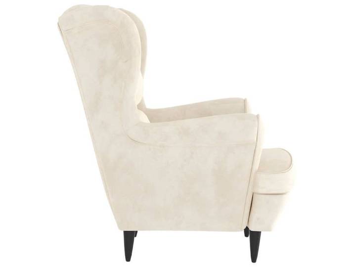 Fauteuil en velours blanc crème - WIENS - 74x84x100 cm - Velours polyester - Contreplaqué - Charge maximale 110 kg