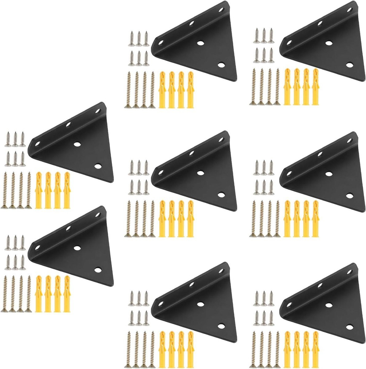 Set van 8 zwarte onzichtbare zwevende plankbeugels van zwaar metaal, 10 cm