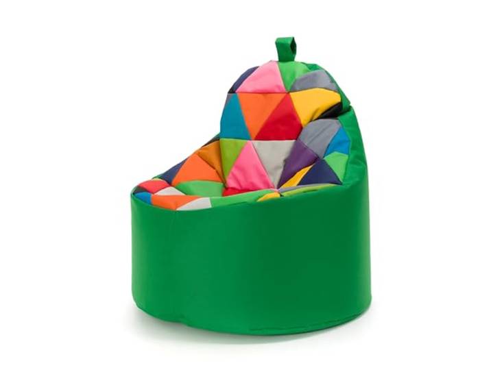 Ecopuf - Yoko Patchwork Pouf Sessel Outdoor - Sitzsack Kinderzimmer - Wasserfester Stoffsack - Entspannungssessel - Wohnungseinrichtung - Sessel Größe XL - 70x75cm, Mix/Flasche grün