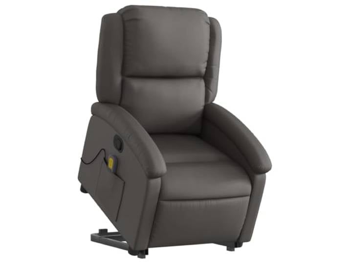 vidaXL Massagesessel mit Aufstehhilfe Grau Echtleder