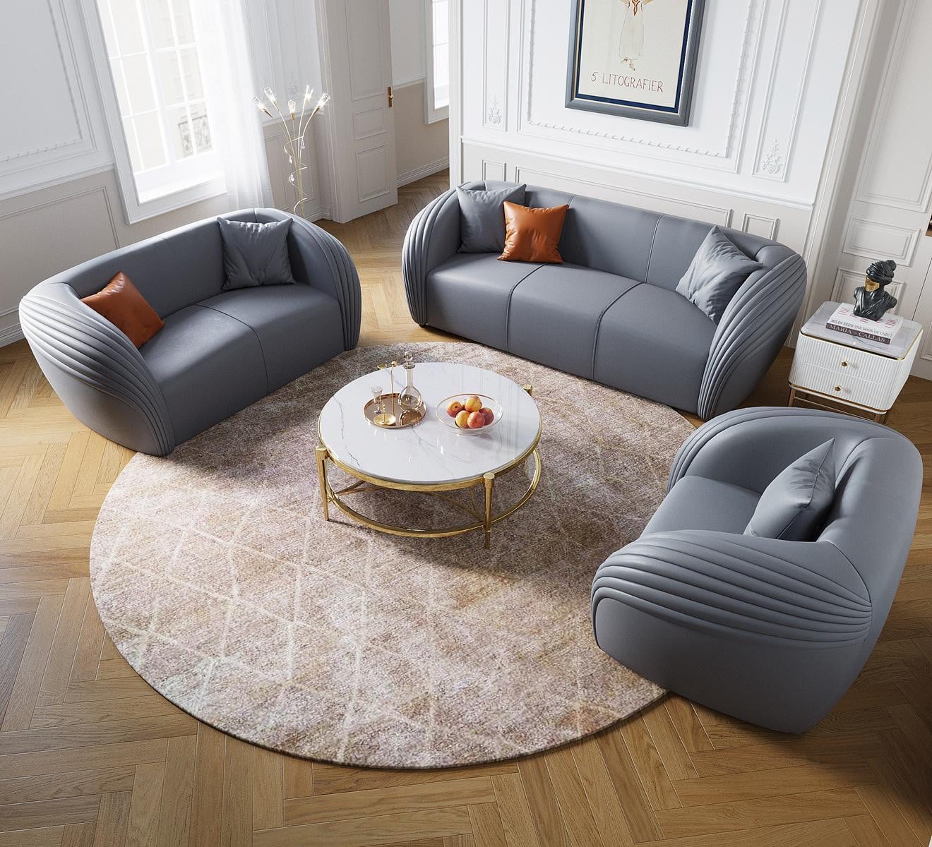 Moderne Luxus Sofagarnitur 322 Zits met Textiel en Leder voor de Woonkamer
