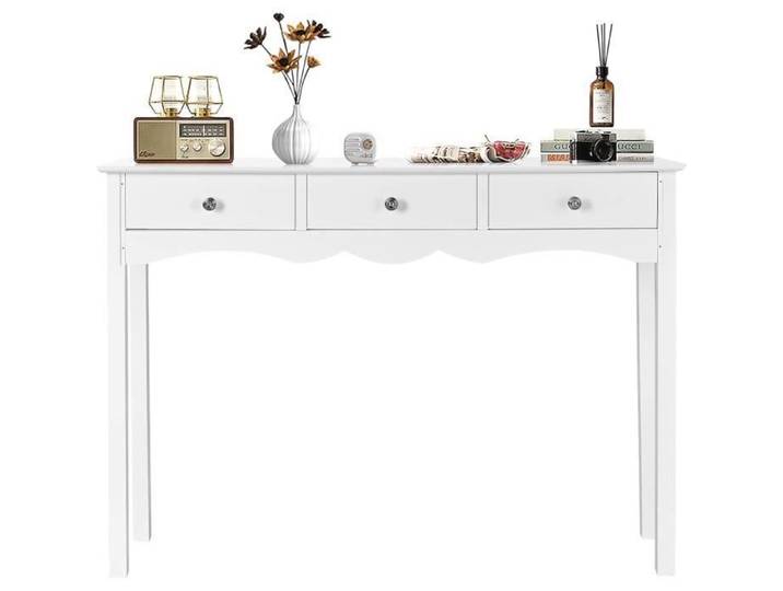 COSTWAY Table Console - 3 Tiroirs -100 x 32 x 75 CM Style Contemporain Meuble d'Entrée ou Couloir Blanc