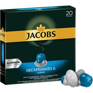 Jacobs Kaffeekapseln Decaffeinato 6 Lungo, 20 Kapseln, für Nespresso